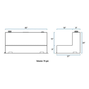 Product of UWS TT-75-L-T-P-BLK Diesel Liquid Transfer Tank 75 Gallon L-Shape 