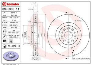 Product of Brembo 09C30611C02 Vented 1 Piece Brake Rotor 