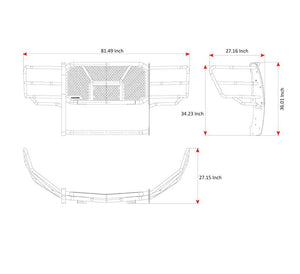 Black Horse Offroad Ru-Fof116-B-Plfr Grille Guard||ru-Fof116-B-Plfr_12.Jpg||95||blkof116bplfr||2469126