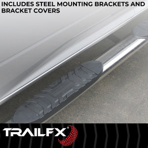 Product of TrailFX A1019S TFX 4" Oval Tube Side Steps Nerf Bar With Surface Steps 
