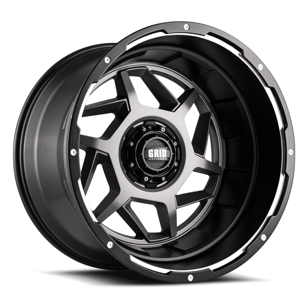 Product of Grid Wheels 17x9 Anthracite With Black Lip Wheel - 6x4.72 Bolt Pattern 