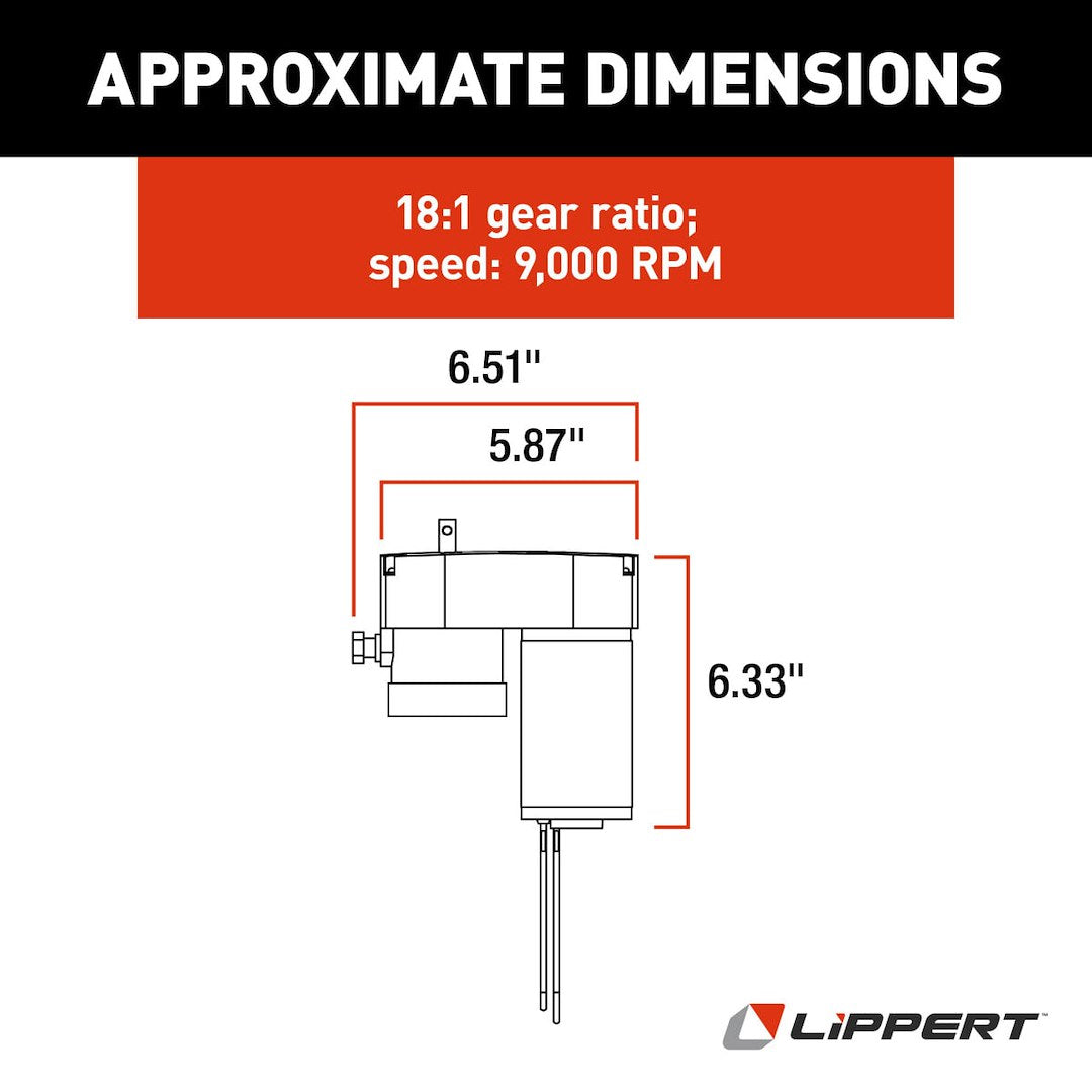 Product of Lippert Components 125802 LCI 2 X 2 And 2.5 X 2.5 Through Frame Slide-Out Systems Slide Out Motor 