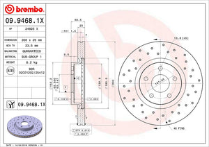 Product of Brembo 0994681XC02 Xtra Vented Cross Drilled 1 Piece Brake Rotor 