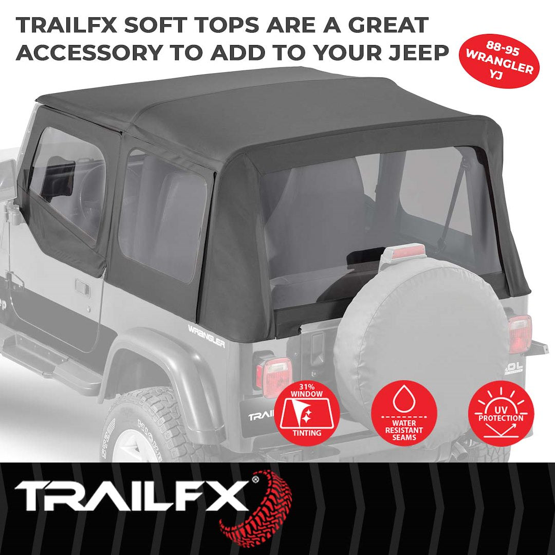 Product of TrailFX JTOE001 Standard Top Black Diamond Fabric Soft Top 