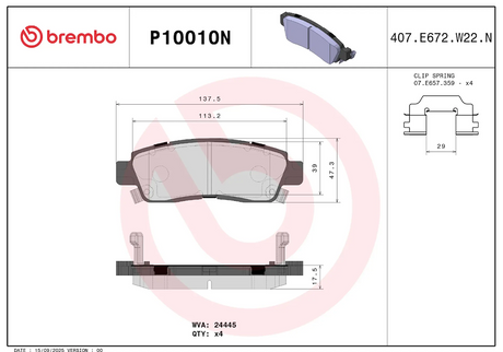Brembo P10010n Brake Pad||p10010n_1.Png||86||brmp10010n||2104486