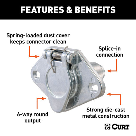 Product of CURT 58091 Vehicle End 6 Pin Trailer Wiring Connector 