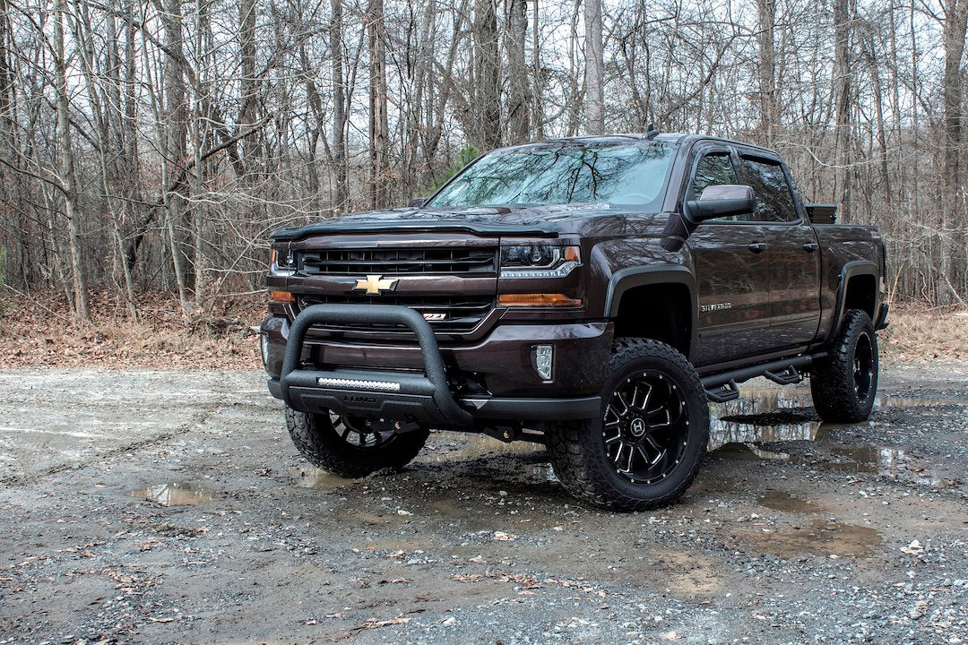 Product of Lund International 47121216 Bull Bar Black Wrinkle Powder Coated 3-1/2 Inch Yes with skid plate 