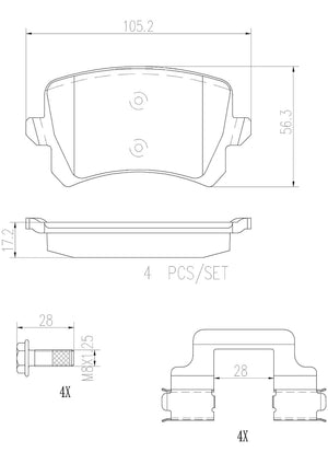 Product of Brembo P85108N Brake Pad - Set Of 4 