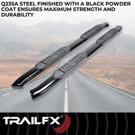 Product of TrailFX A7085B TFX 5" Oval Bent Side Bars Nerf Bar With Surface Steps 