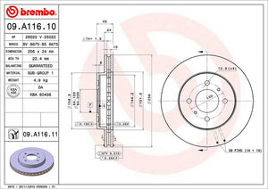 Product of Brembo 09A11611C02 Vented 1 Piece Brake Rotor 