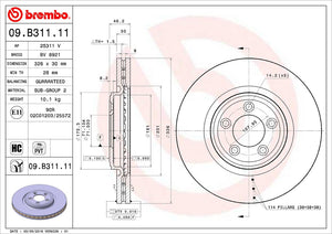 Product of Brembo 09B31111C02 Vented 1 Piece Brake Rotor 