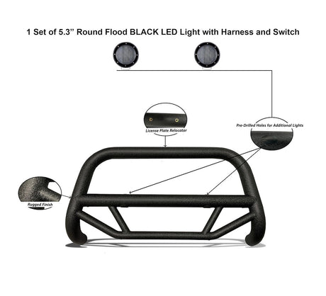 Product of Black Horse Offroad MBT-MR1103-PLFB Bull Bar  with skid plate 