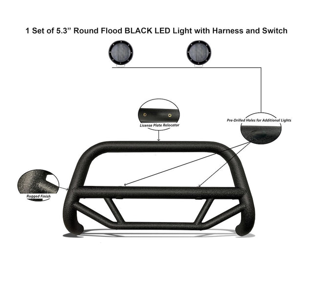 Product of Black Horse Offroad MBT-MR1103-PLFB Bull Bar  with skid plate 