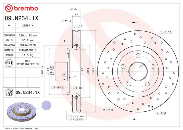 Brembo 09n2341xc02 Brake Rotor||09n2341xc02.Jpg||85||brm09n2341x||1684421