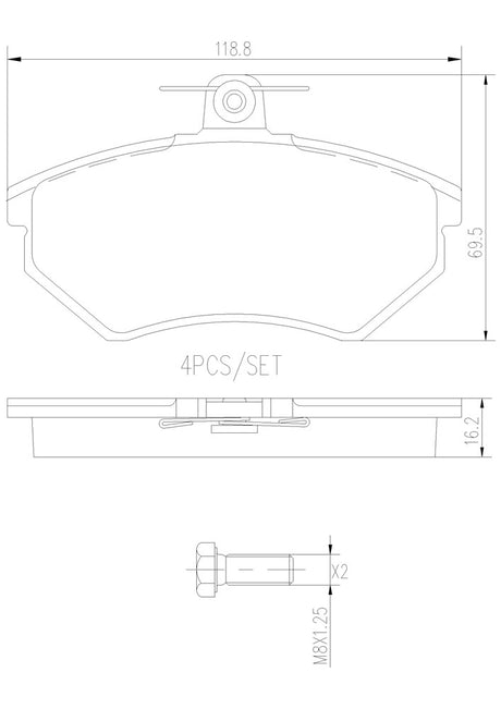 Product of Brembo P85015N Brake Pad - Set Of 4 
