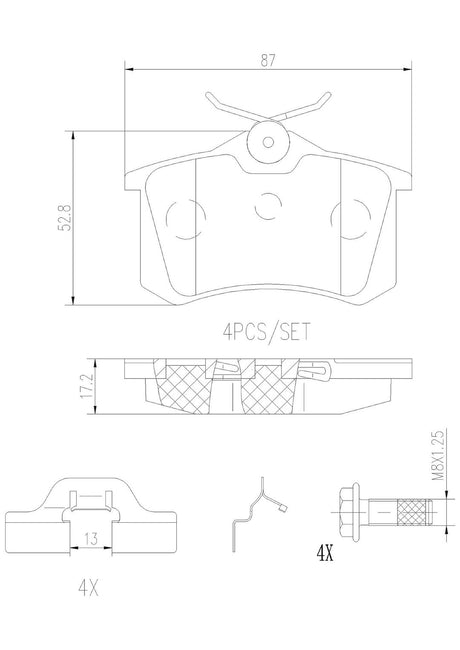 Product of Brembo P85020N Brake Pad - Set Of 4 