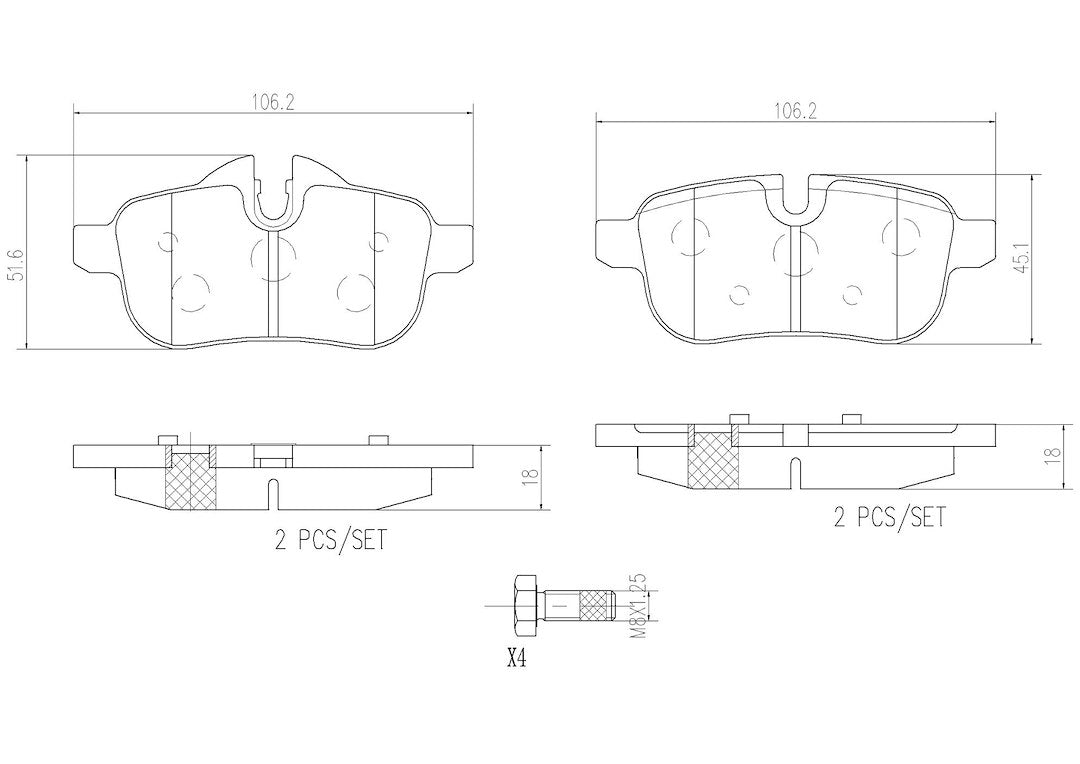 Product of Brembo P06062N Brake Pad - Set Of 4 