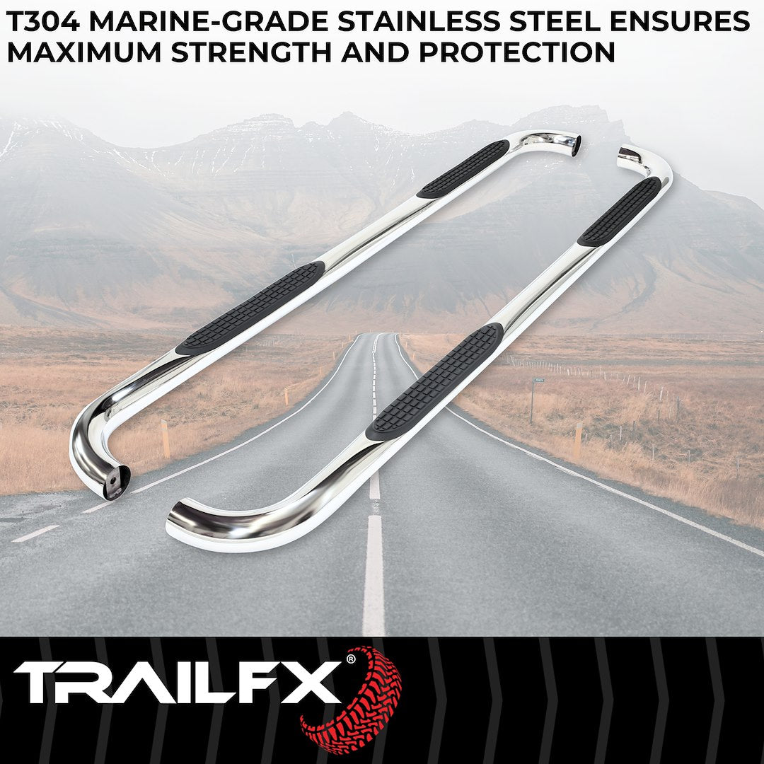 Product of TrailFX A0058S TFX Round Tube Side Steps Nerf Bar With Surface Steps 