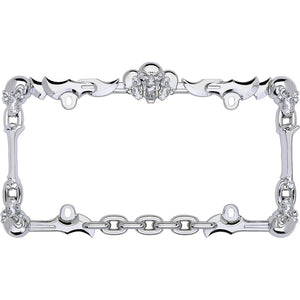 Cruiser 25231 License Plate Frame||25231_Main-Skull-And-Bone_Chrome-Outpack.Jpg||85||c3425231||1028142
