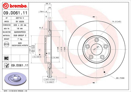 Product of Brembo 09D06111C02 Vented 1 Piece Brake Rotor 