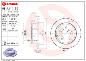 Product of Brembo 08A11431C02 Solid 1 Piece Brake Rotor 