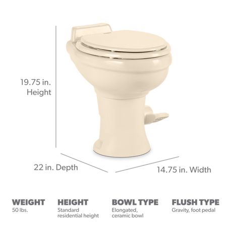 Product of Dometic 302320083 Permanent Full Bowl Flush Toilet , 18-1/4 Inch 