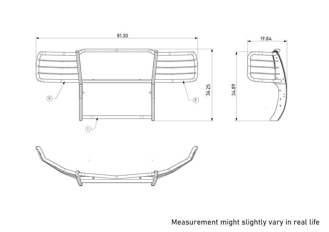 Product of Black Horse Offroad 17GT27MA-PLFB Grille Guard  