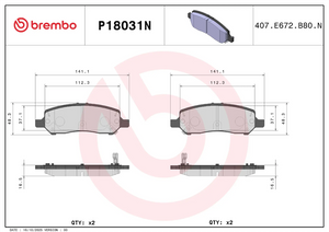 Brembo P18031n Brake Pad||p18031n_1.Png||86||brmp18031n||2104513