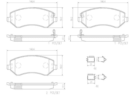 Product of Brembo P37007N Brake Pad - Set Of 4 