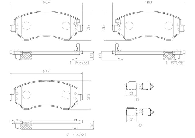 Product of Brembo P37007N Brake Pad - Set Of 4 