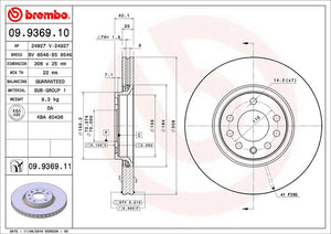 Product of Brembo 09936911C02 Vented 1 Piece Brake Rotor 