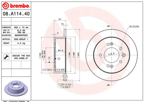 Product of Brembo 08A11440C02 Solid 1 Piece Brake Rotor 