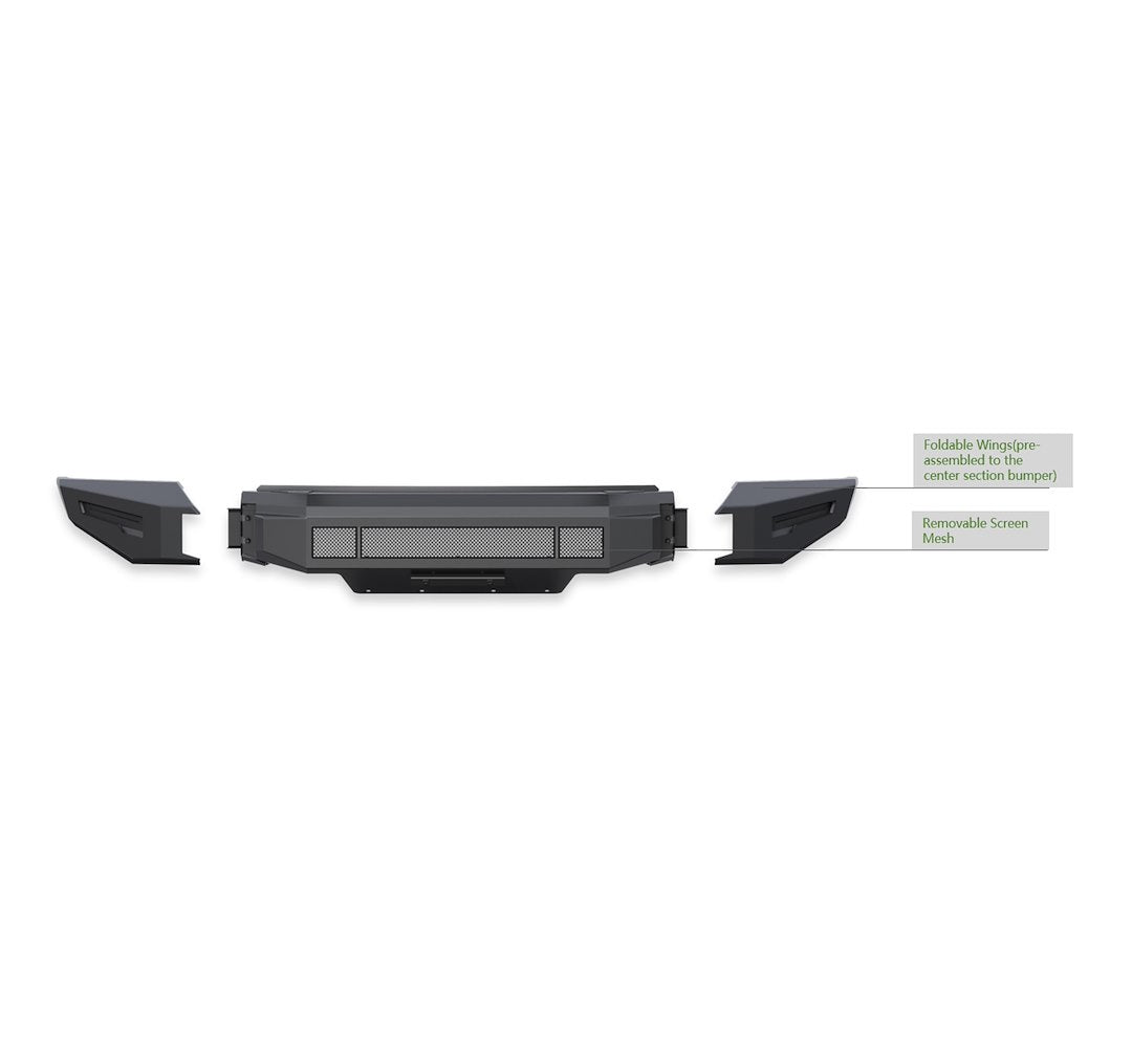 Product of Black Horse Offroad AFB-SI23-BU Armour II Steel Matte Powder Coated Bumper 