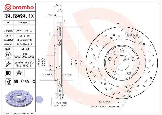 Brembo 09b9691xc02 Brake Rotor||09b9691xc02.Jpg||85||brm09b9691x||1684254