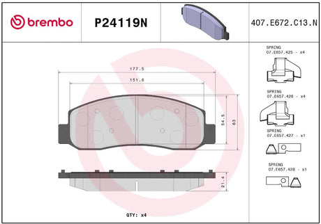 Brembo P24119n Brake Pad||p24119n_R.Jpg||86||brmp24119n||2091684