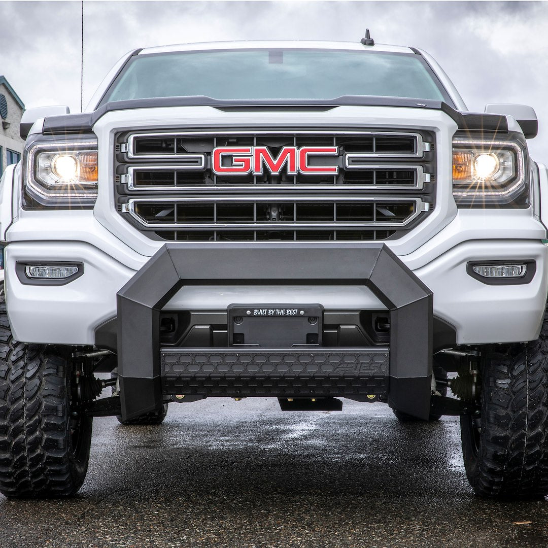 Product of Aries 2164003 Bull Bar Black Carbide Powder Coated 5-1/2 Inch Yes with skid plate 