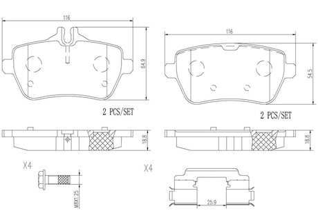Product of Brembo P50103N Brake Pad - Set Of 4 