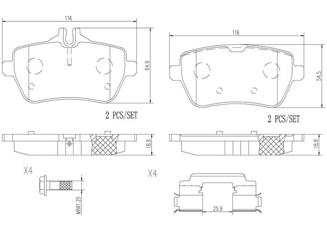 Product of Brembo P50103N Brake Pad - Set Of 4 