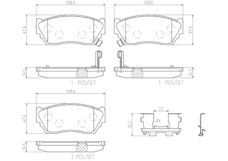 Product of Brembo P56027N Brake Pad - Set Of 4 