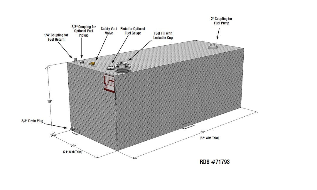 Product of RDS Tanks 71793 Diesel/ Gasoline Liquid Transfer Tank 80 Gallon Rectangular 