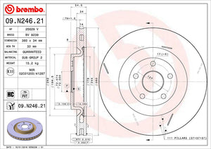 Product of Brembo 09N24621C02 Vented 1 Piece Brake Rotor 