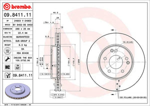 Product of Brembo 09841111C02 Vented 1 Piece Brake Rotor 