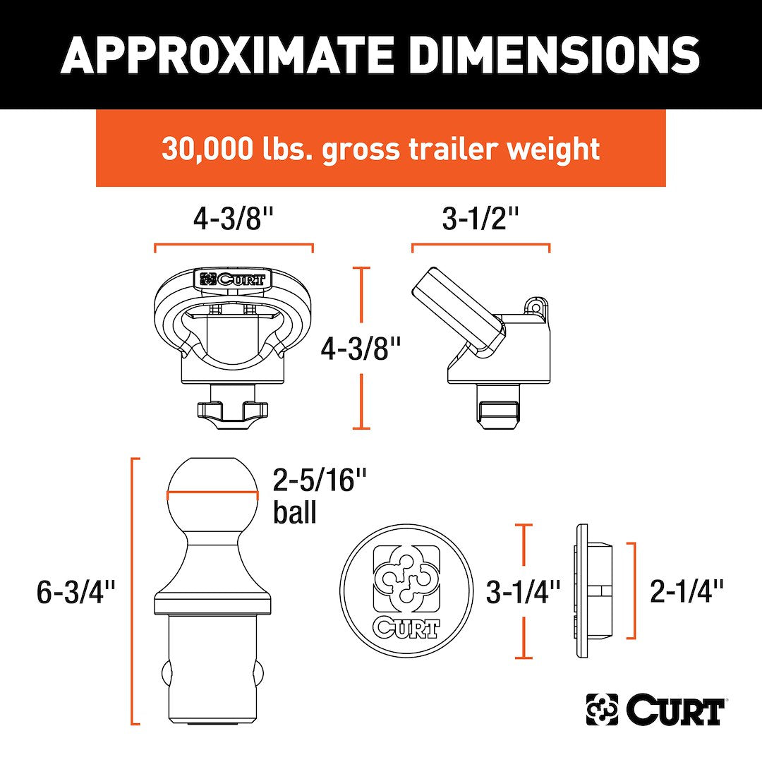 Curt 60618 Gooseneck Trailer Hitch Accessory Kit||60618_3008x1990_Ca.Jpg||95||c9360618||913012