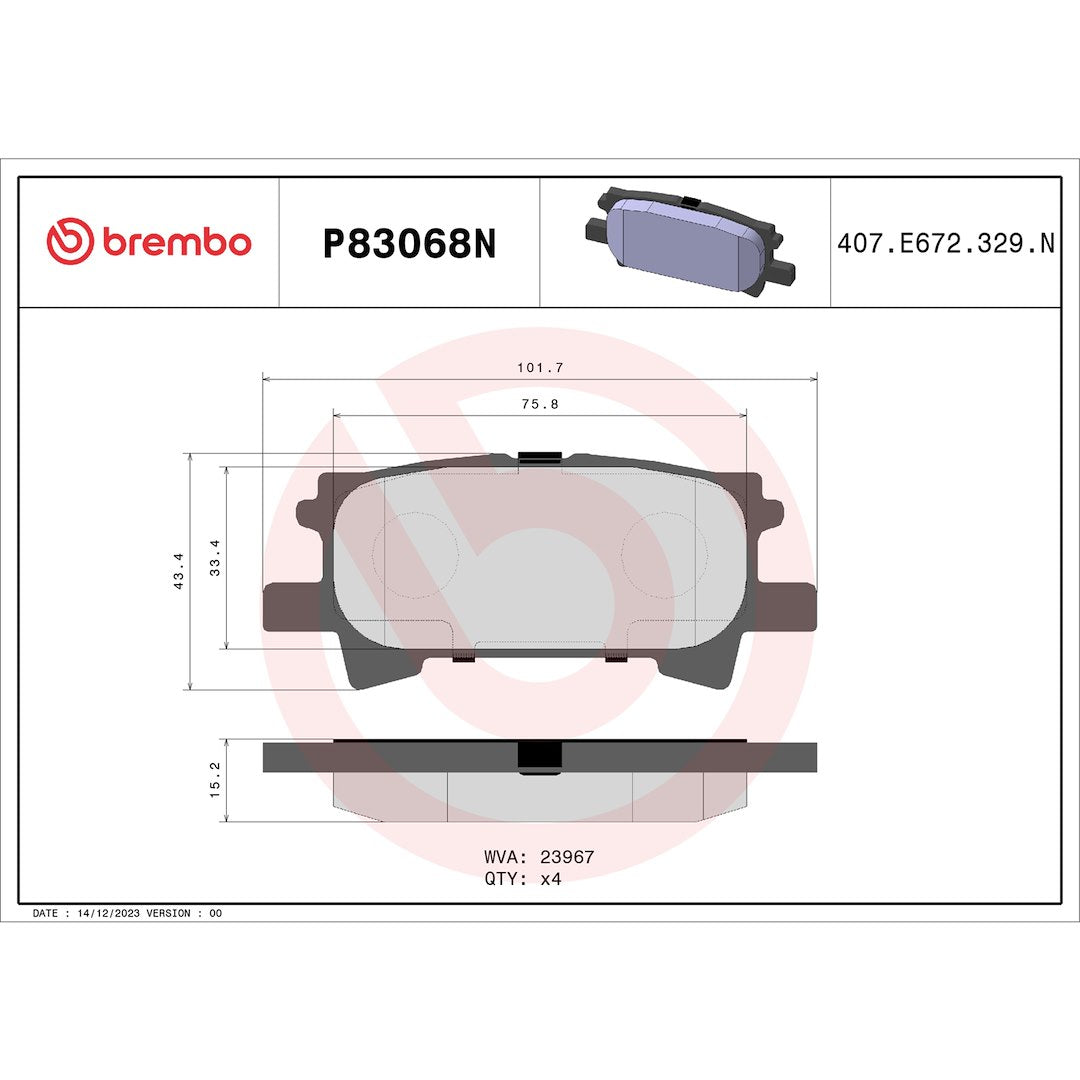 Brembo P83068n Brake Pad||p83068n_Drw.Jpg||89||brmp83068n||1754066