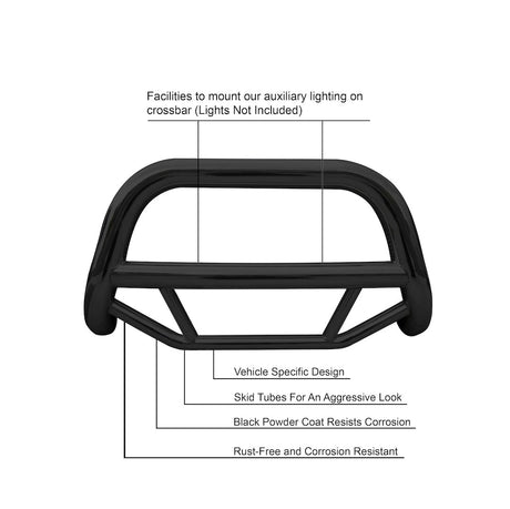 Product of Black Horse Offroad MBB-JEB9001 Bull Bar Black Powder Coated 2-1/2 Inch No with skid plate 