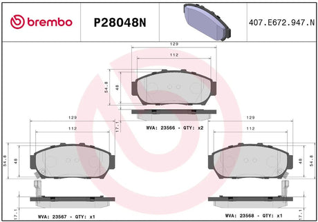 Brembo P28048n Brake Pad||p28048n_R.Jpg||86||brmp28048n||2091696
