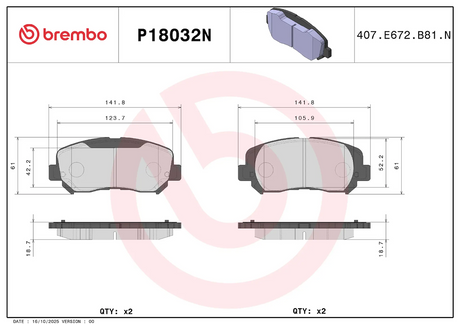 Brembo P18032n Brake Pad||p18032n_1.Png||86||brmp18032n||2104516