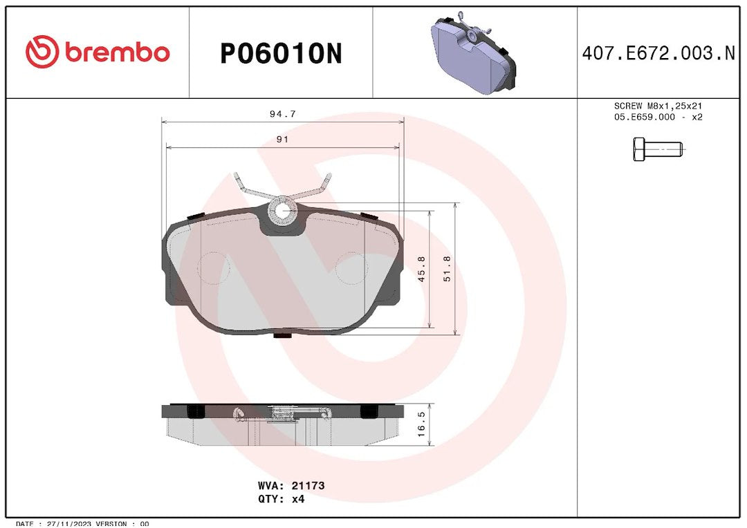Brembo P06010n Brake Pad||p06010n_2.Jpg||86||brmp06010n||2091529