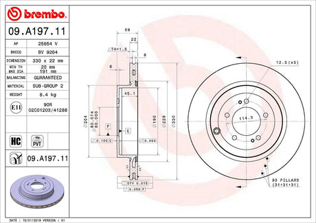 Product of Brembo 09A19711C02 Vented 1 Piece Brake Rotor 