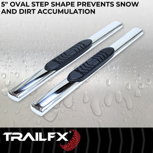 Product of TrailFX A7036S TFX 5" Oval Straight Side Bars Nerf Bar With Surface Steps 